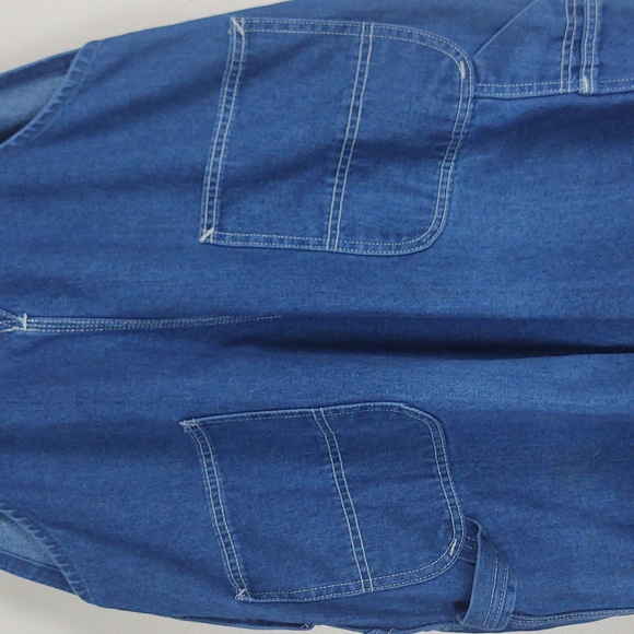 Vintage Overalls Sears Tradewear Union Made Blue Denim Bib 40 Grunge Work Street - Picture 8 of 14